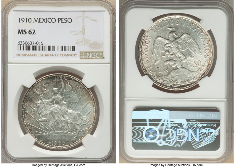 Estados Unidos "Caballito" Peso 1910 MS62 NGC, Mexico City mint, KM453. Gorgeous...