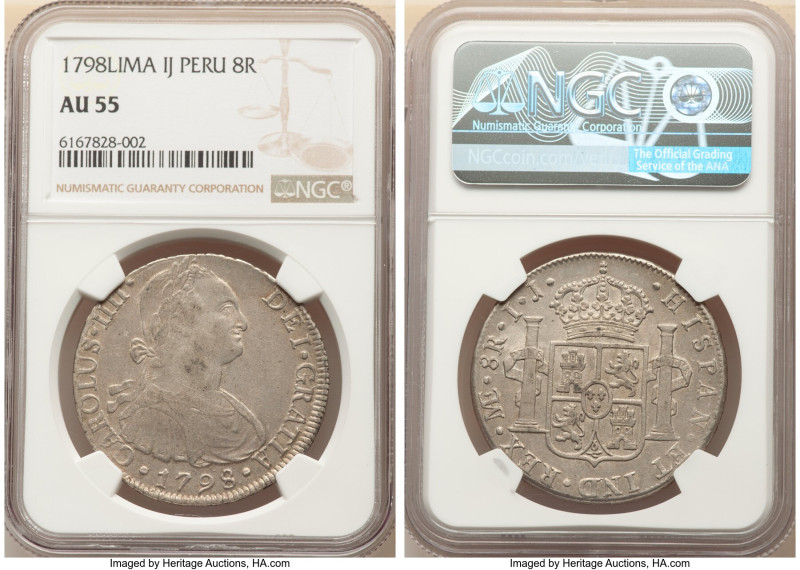 Charles IV 8 Reales 1798 LM-IJ AU55 NGC, Lima mint, KM97. 

HID09801242017

© 20...