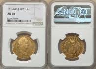 Ferdinand VII gold 4 Escudos 1819 M-GJ AU58 NGC, Madrid mint, KM484, Fr-312. 

HID09801242017

© 2022 Heritage Auctions | All Rights Reserved