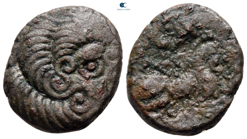 Northeast Gaul. Armorica, Coriosolitae 75 BC. 
Tetradrachm Billon

20 mm, 5,4...