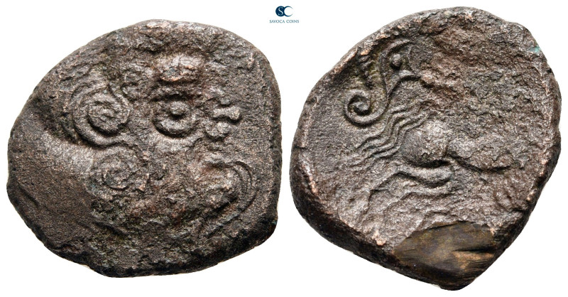 Northeast Gaul. Armorica, Coriosolitae 75 BC. 
Tetradrachm Billon

22 mm, 5,5...