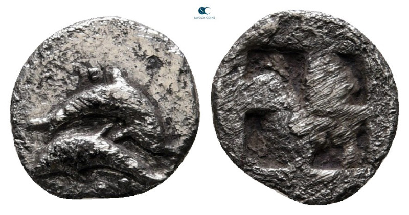 Islands off Thrace. Thasos circa 435-411 BC. 
Hemiobol AR

9 mm, 0,40 g


...