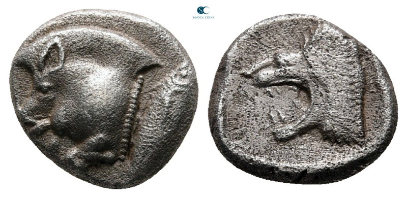 Mysia. Kyzikos circa 525-475 BC. 
Diobol AR

10 mm, 1,16 g



very fine