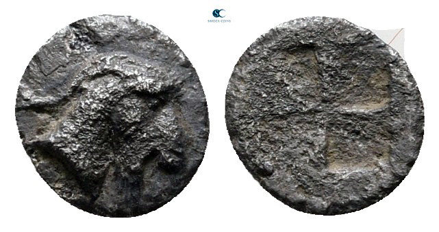 Aiolis. Kyme circa 400-350 BC. 
Tetartemorion AR

6 mm, 0,21 g



very fi...