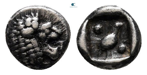 Ionia. Miletos circa 525-475 BC. 
Tetartemorion AR

5 mm, 0,29 g



very ...