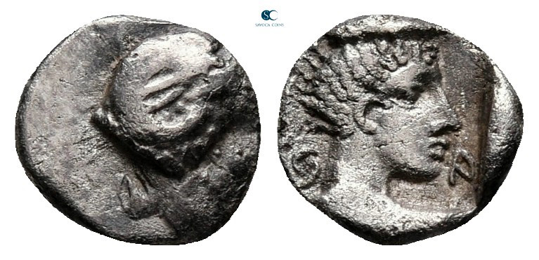 Caria. Halikarnassos circa 410-340 BC. 
Hemiobol AR

8 mm, 0,47 g



very...