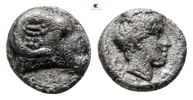 Caria. Halikarnassos circa 410-340 BC. 
Hemiobol AR

7 mm, 0,49 g



near...