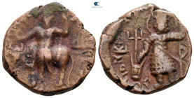Kushan Empire. Vima Kadphises AD 113-127. Tetradrachm Æ