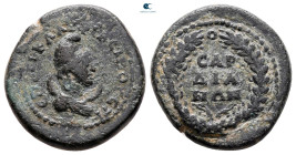 Lydia. Sardeis. Pseudo-autonomous issue. Time of Vespasian AD 69-79. Titus Clodius Epirus Marcellus, proconsul for the second time, and Titus Claudius...