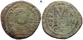 Justinian I AD 527-565. Constantinople. Follis or 40 Nummi Æ