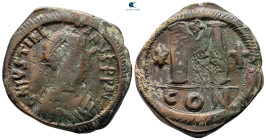 Justinian I AD 527-565. Constantinople. Follis or 40 Nummi Æ