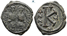 Justin II and Sophia AD 565-578. Nikomedia. Half Follis or 20 Nummi Æ