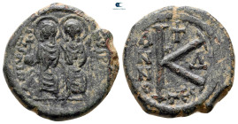 Justin II and Sophia AD 565-578. Thessalonica. Half Follis or 20 Nummi Æ