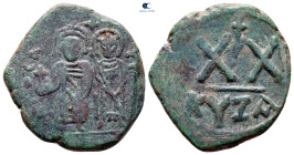 Phocas, with Leontia AD 602-610. Cyzicus. Half Follis or 20 Nummi Æ