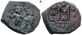 Heraclius with Heraclius Constantine AD 610-641. Constantinople. Follis or 40 Nummi Æ