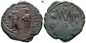 Heraclius with Heraclius Constantine AD 610-641. Constantinople. Follis or 40 Nummi Æ