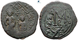Heraclius with Heraclius Constantine AD 610-641. Constantinople. Follis or 40 Nummi Æ