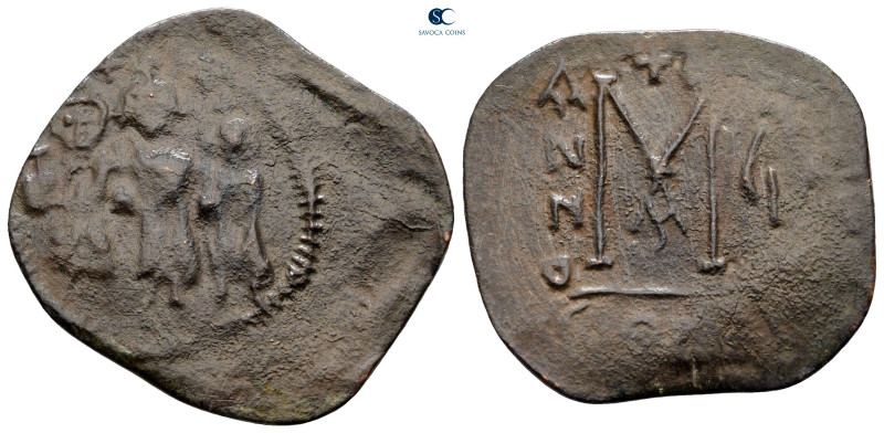 Heraclius, with Martina and Heraclius Constantine AD 610-641. Constantinople
Fo...