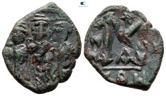 Heraclius, with Martina and Heraclius Constantine AD 610-641. Constantinople. Follis or 40 Nummi Æ