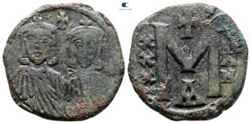 Nicephorus I, with Stauracius AD 802-811. Constantinople. Follis or 40 Nummi Æ