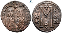 Michael II with Theophilus AD 820-829. Constantinople. Follis or 40 Nummi Æ