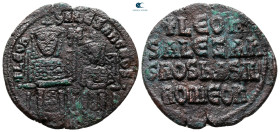 Leo VI with Alexander AD 886-912. Constantinople. Follis or 40 Nummi Æ