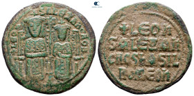 Leo VI with Alexander AD 886-912. Constantinople. Follis Æ