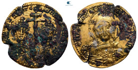 Constantine VII Porphyrogenitus, with Romanus I AD 913-959. Constantinople. Fourrée Solidus