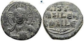 Attributed to Basil II and Constantine VIII AD 976-1028. Constantinople. Anonymous Follis Æ