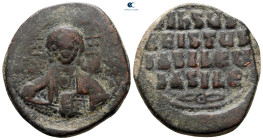 Basil II Bulgaroktonos, with Constantine VIII AD 976-1025. Constantinople. Anonymous Follis Æ