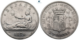 Spain.  AD 1870. 5 Pesetas