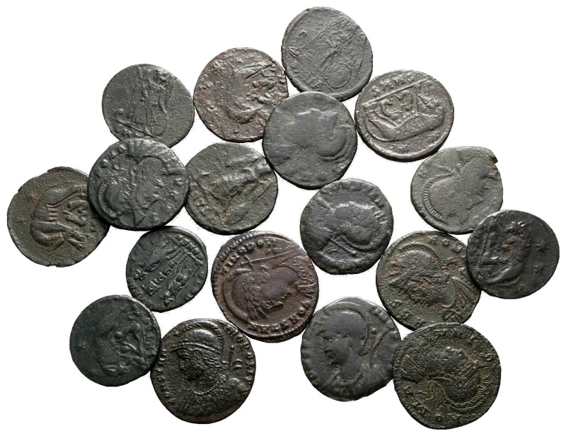 Lot of ca. 18 roman bronze coins / SOLD AS SEEN, NO RETURN!

very fine