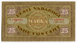 Estonia 25 Marka 1922
P# 54c, N# 348016; # A1299855; AUNC
