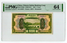 China Chinese Italian Banking Corp 1 Yuan 1921 PMG 64
P# S253r, # 049837; UNC