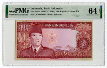 Indonesia 100 Rupiah 1960 (ND) PMG 64 EPQ
P# 86a, N# 230612; # UCN060600; UNC