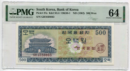 Korea 500 Won 1962 (ND) PMG 64
P# 37a, N# 208733; # GB1038883; UNC