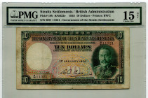 Straits Settlements 10 Dollars 1935 PMG 15
P# 18b, N# 304559; #B/91 11521; F
