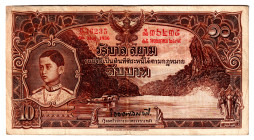 Thailand Siam 10 Baht 1936
P# 28, # N/35 36235; VF+