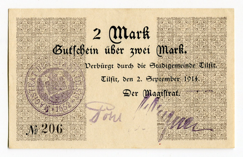 Germany - Empire East Prussia Magistrat of Tilsit 2 Mark 1914
Ryab 25524r, # 20...
