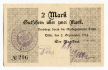 Germany - Empire East Prussia Magistrat of Tilsit 2 Mark 1914
Ryab 25524r, # 206; AUNC