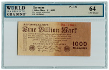Germany - Weimar Republic 1 Billion Mark 1923 WBG 64
P# 129, N# 208798; # 143669