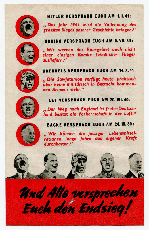 Germany - Third Reich Anti Hilter Propaganda Flyers 1942
UNC, With hole