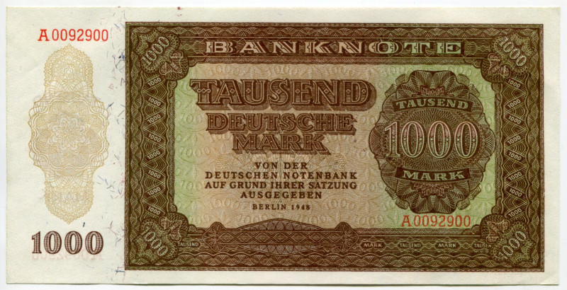 Germany - DDR 1000 Deutsche Mark 1948 Radar Number
P# 16, N# 209106; # A 009292...