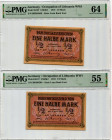Germany - Empire 2 x 1/2 Mark 1918 PMG 55 - 64 Consecutive Numbers
P# R127, N# 209564; # B0380568 - B0380569; AUNC-UNC
