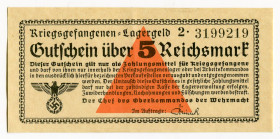 Germany - Third Reich POW Camp 5 Reichsmark 1939 - 1944 (ND)
# 2 3199219; General issue note for World War II P.O.W camps; UNC