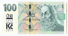 Czech Republic 100 Korun 2019
P# 28a, N# 294687; # M19 004614; UNC