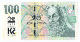 Czech Republic 100 Korun 2019 Fancy Number
P# 28a, N# 294687; # M23 004477; UNC