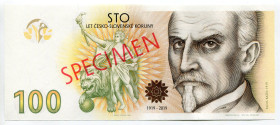 Czech Republic 100 Korun 2019 (2020) Specimen "100th Anniversary of the Czechoslovak Crown" Series "B"
N# 224422; # B 00 000000; Released just 2.000 ...