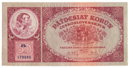 Czechoslovakia 50 Korun 1929 Specimen
P# 22s, N# 285771; # Fb 179595; Perforated "Specimen"; AUNC