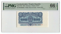 Czechoslovakia 3 Koruny 1953 PMG 66 EPQ
P# 79b, N# 208507; # PD106558; UNC